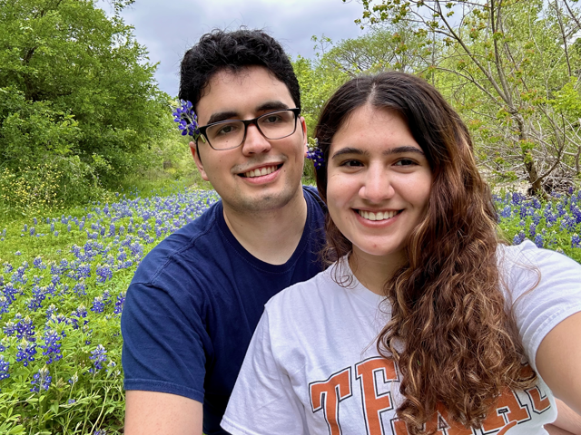 Kimia and Sean in flowers